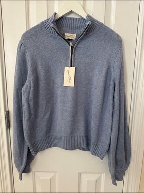Universal Thread Light Blue Half-Zip Cowl Sweater
